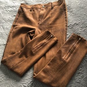 Free People Faux Suede Pants with metal detail.